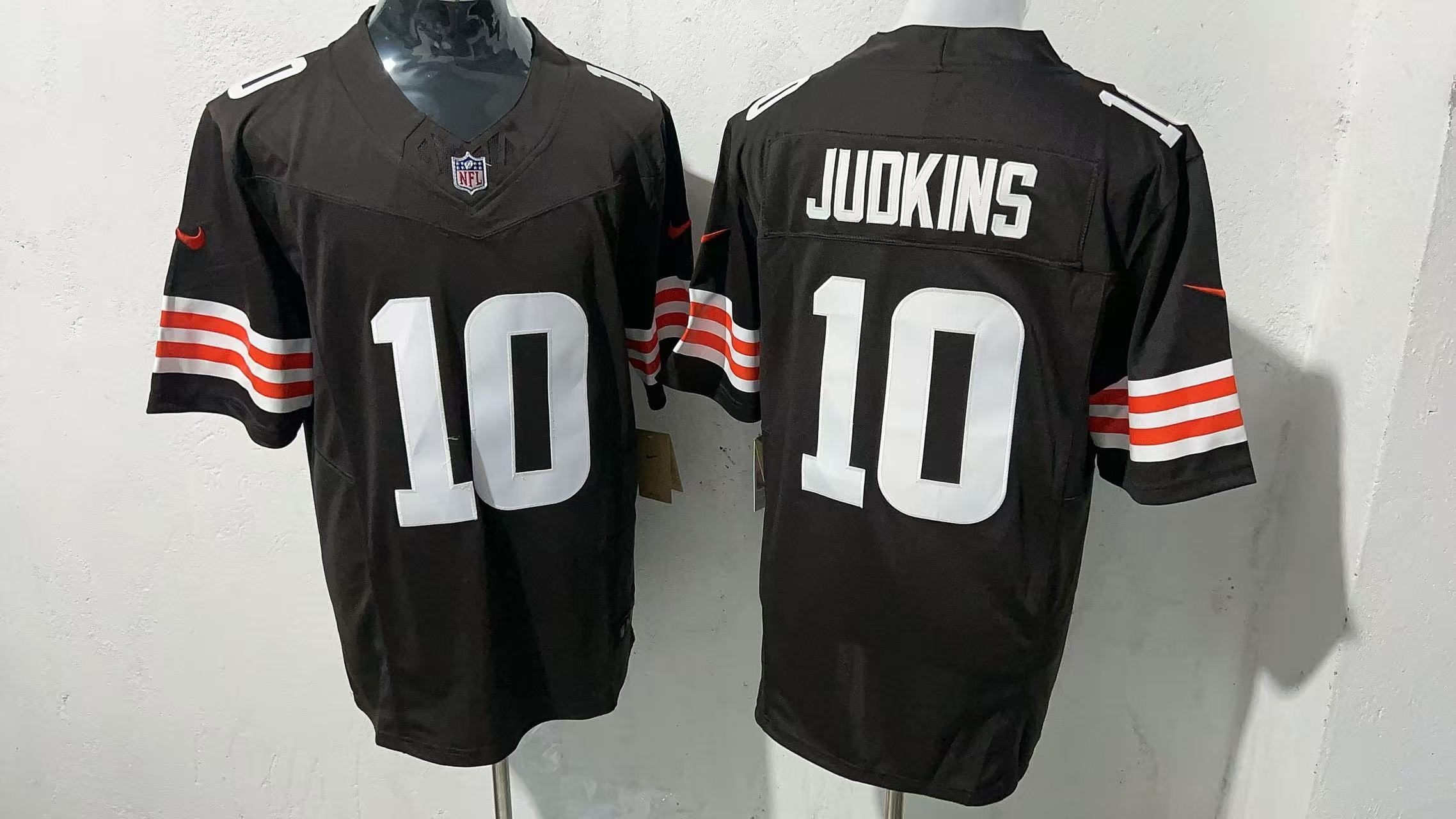 Quinshon Judkins #10 Cleveland Browns Brown Home Jersey — supplier front and back