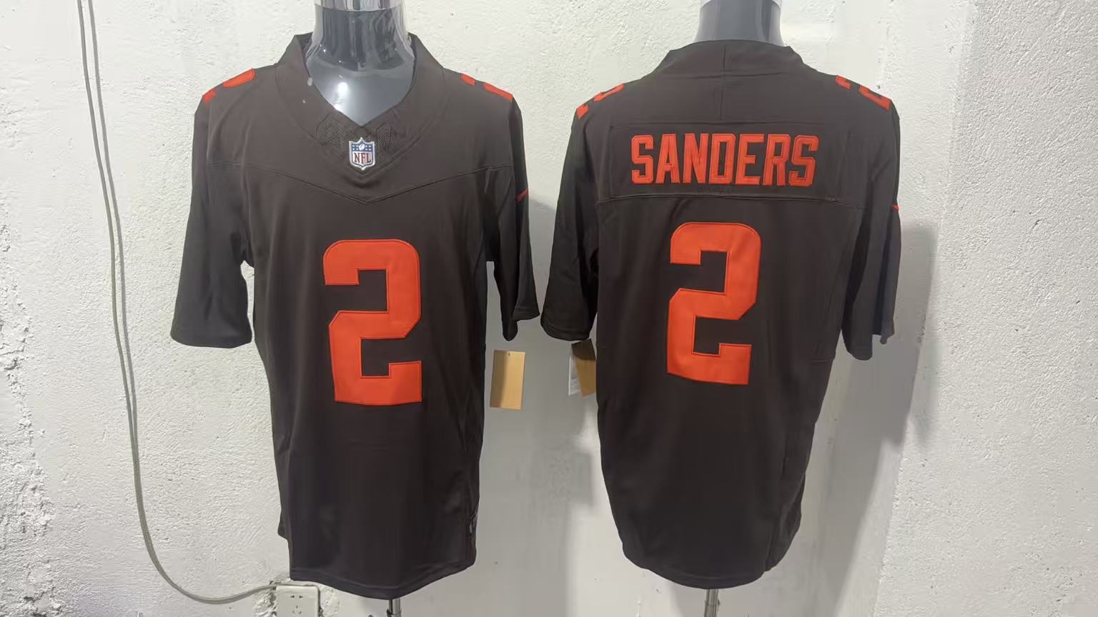 Shedeur Sanders #2 Cleveland Browns Brown Alternate Jersey — supplier front and back