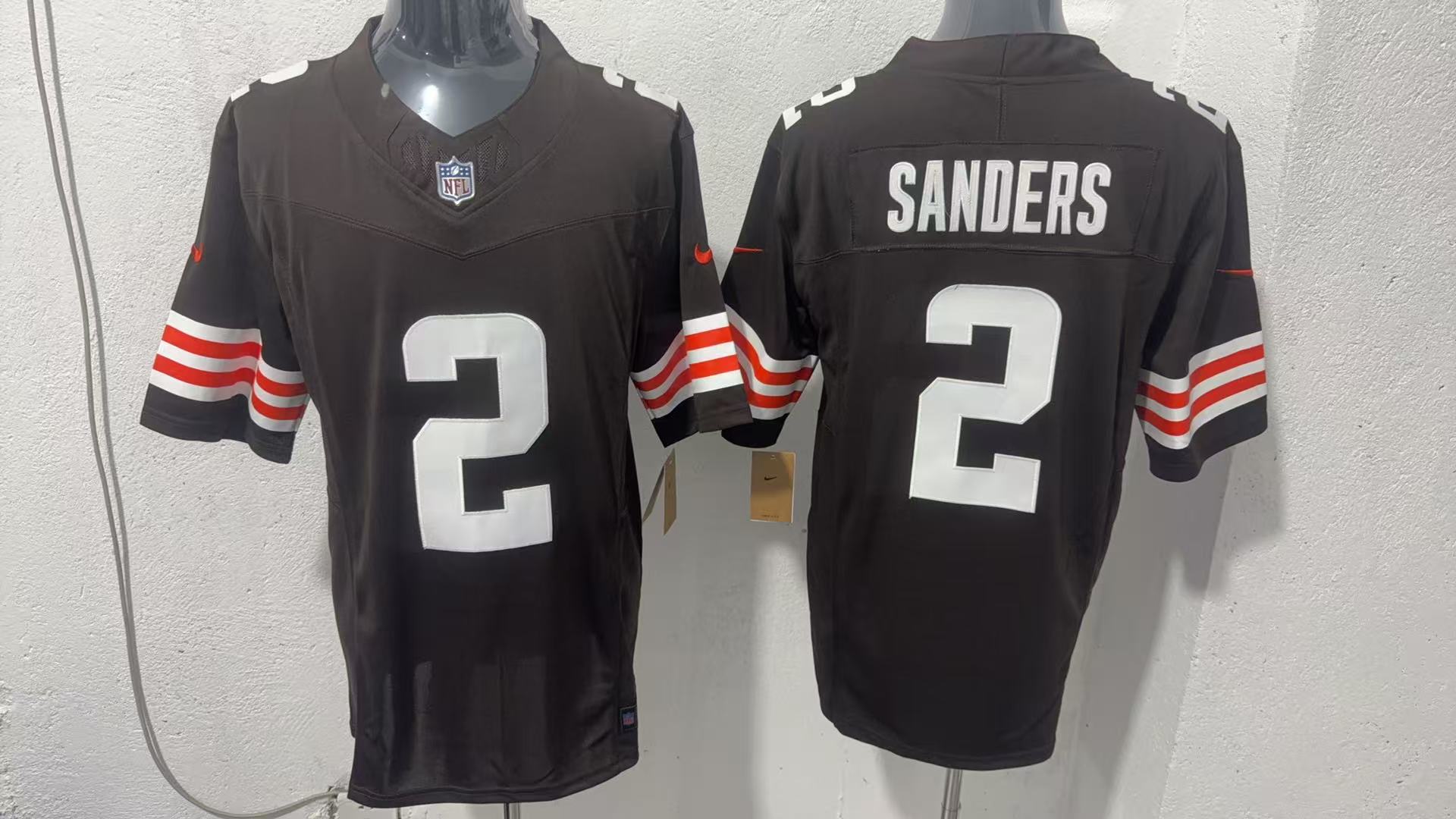 Shedeur Sanders #2 Cleveland Browns Brown Home Jersey — supplier front and back