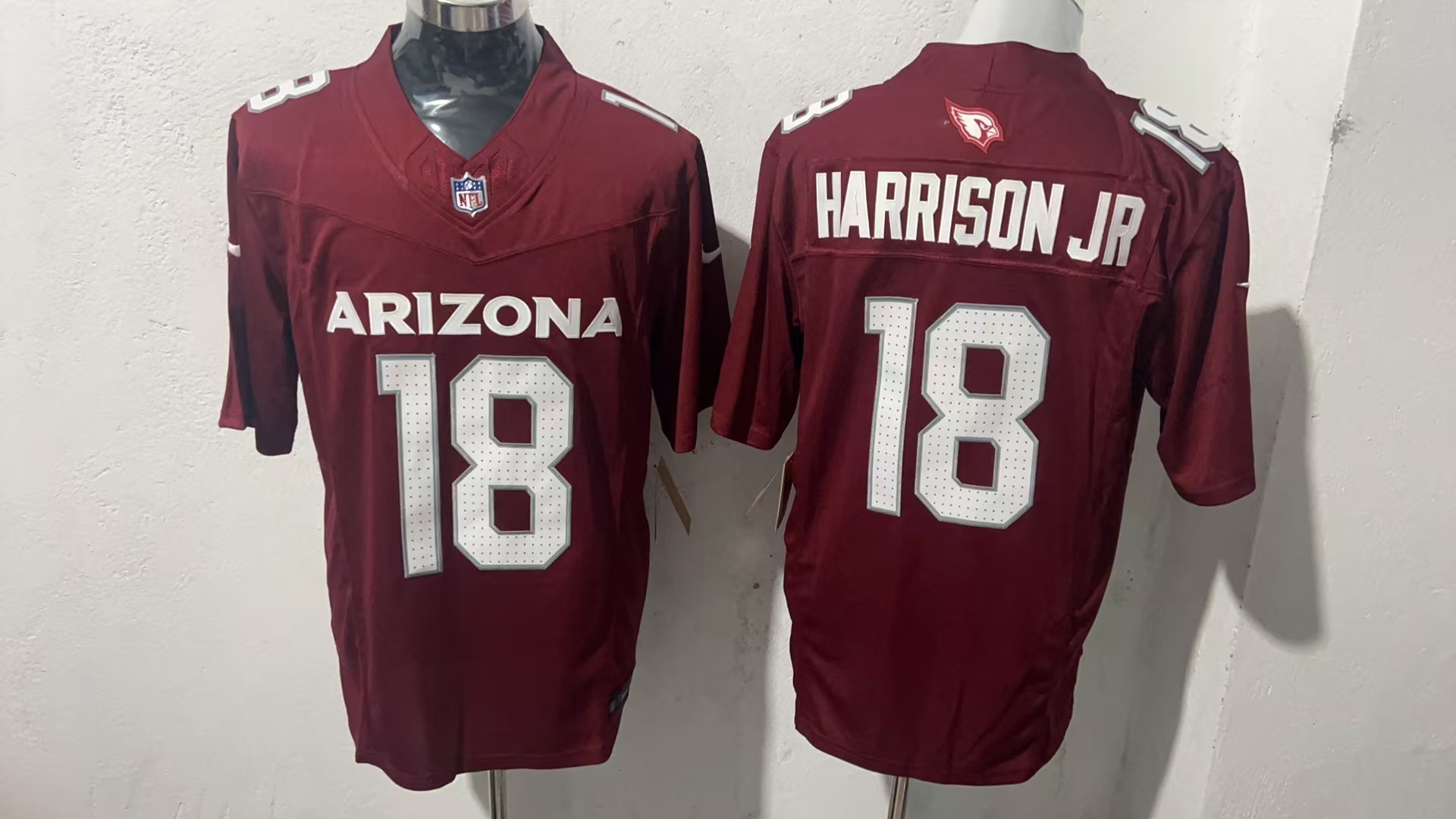 Marvin Harrison Jr. #18 Arizona Cardinals Cardinal Home Jersey — supplier front and back