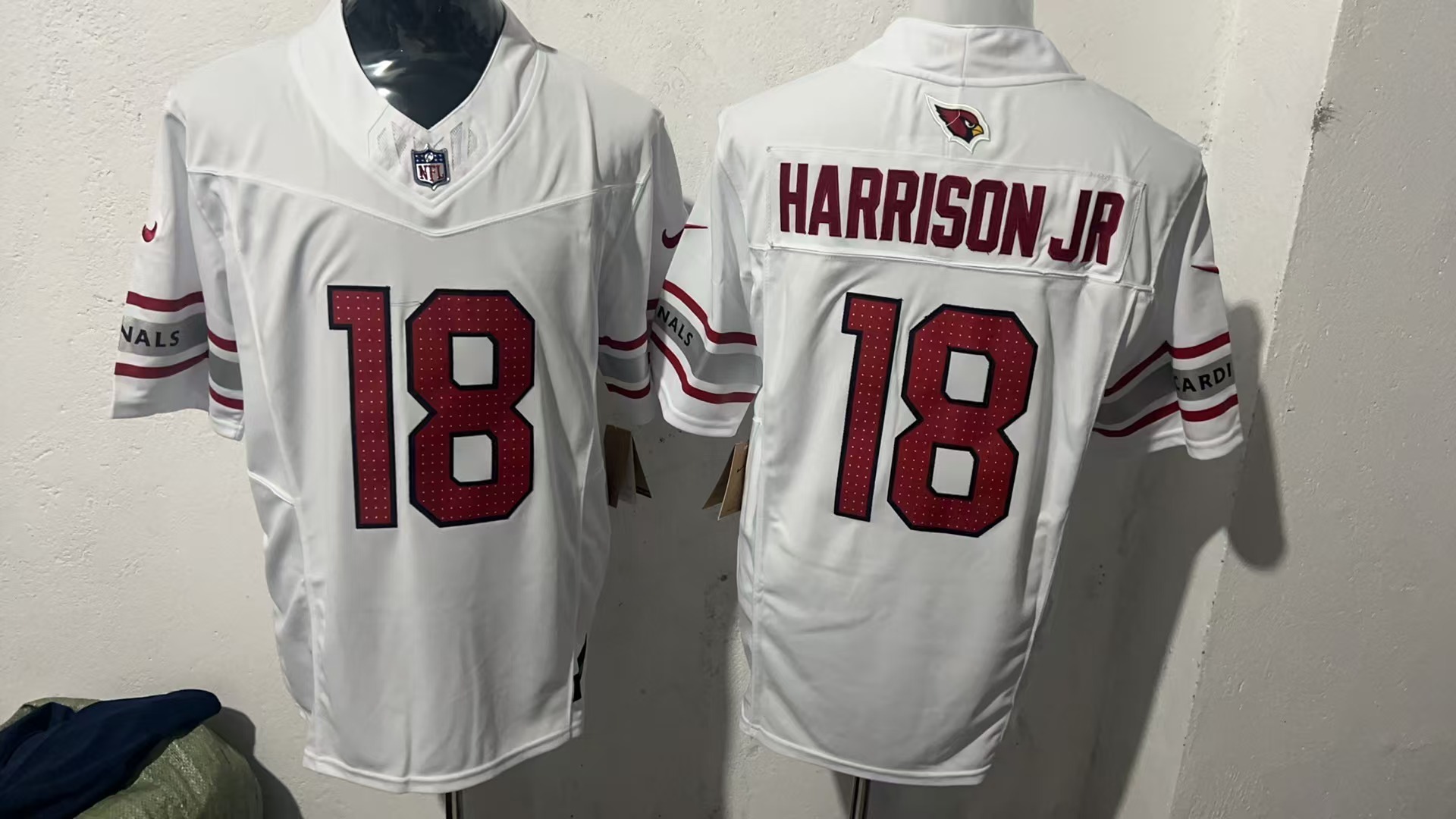 Marvin Harrison Jr. #18 Arizona Cardinals White Away Jersey — supplier front and back