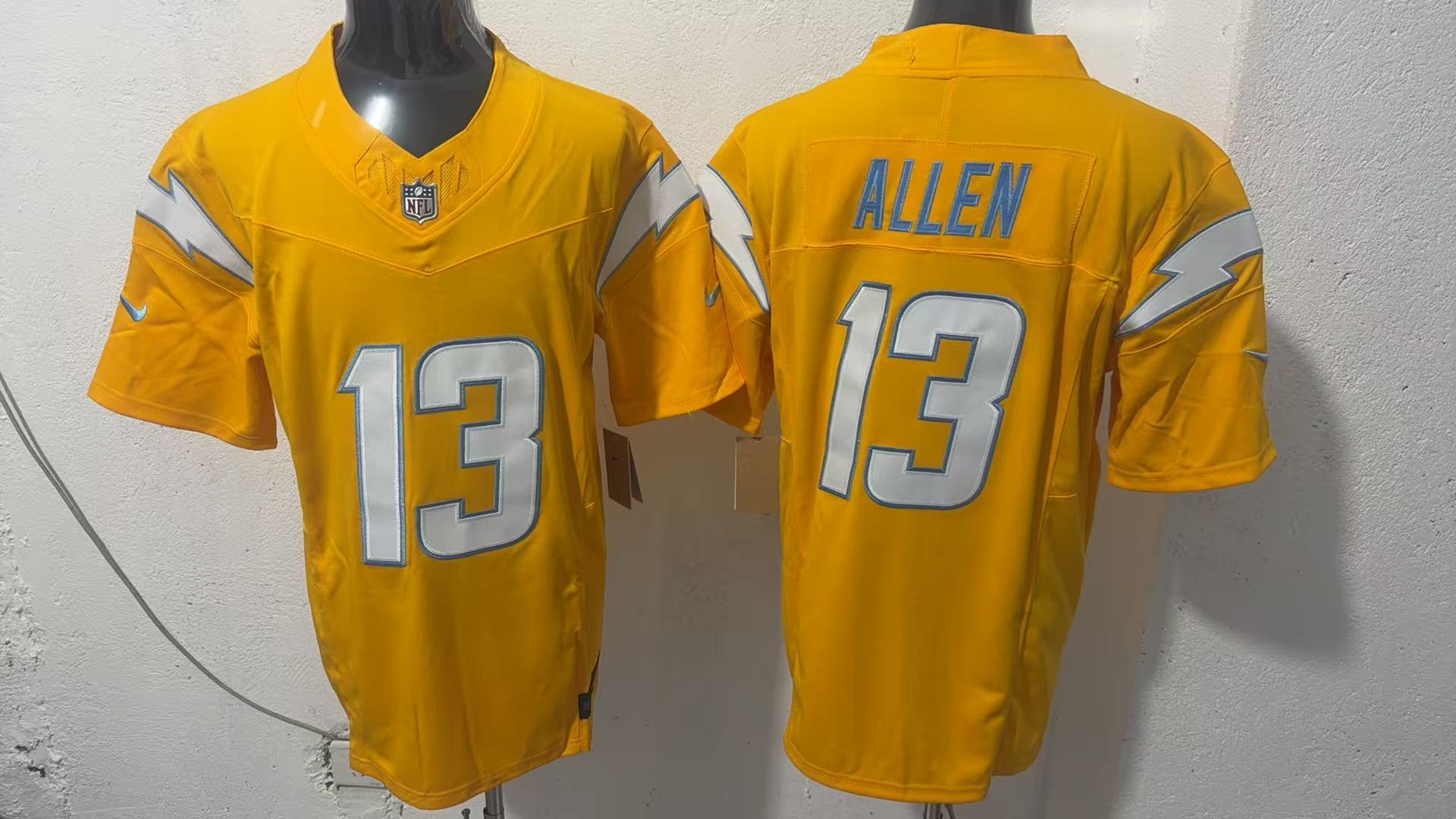 Keenan Allen #13 Los Angeles Chargers Gold Charger Power Jersey — supplier front and back