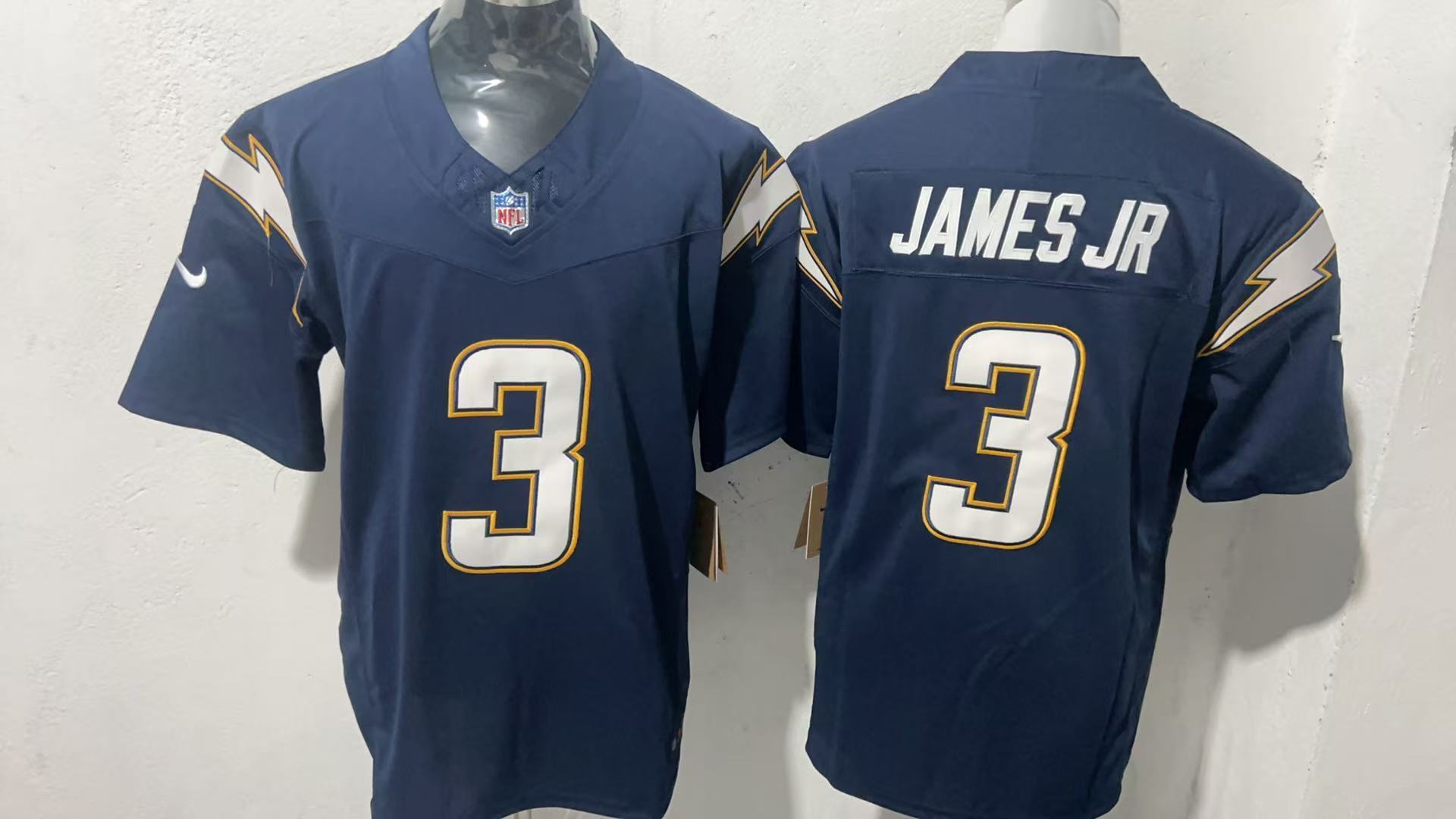 Derwin James Jr. #3 Los Angeles Chargers Navy Super Chargers Jersey — supplier front and back