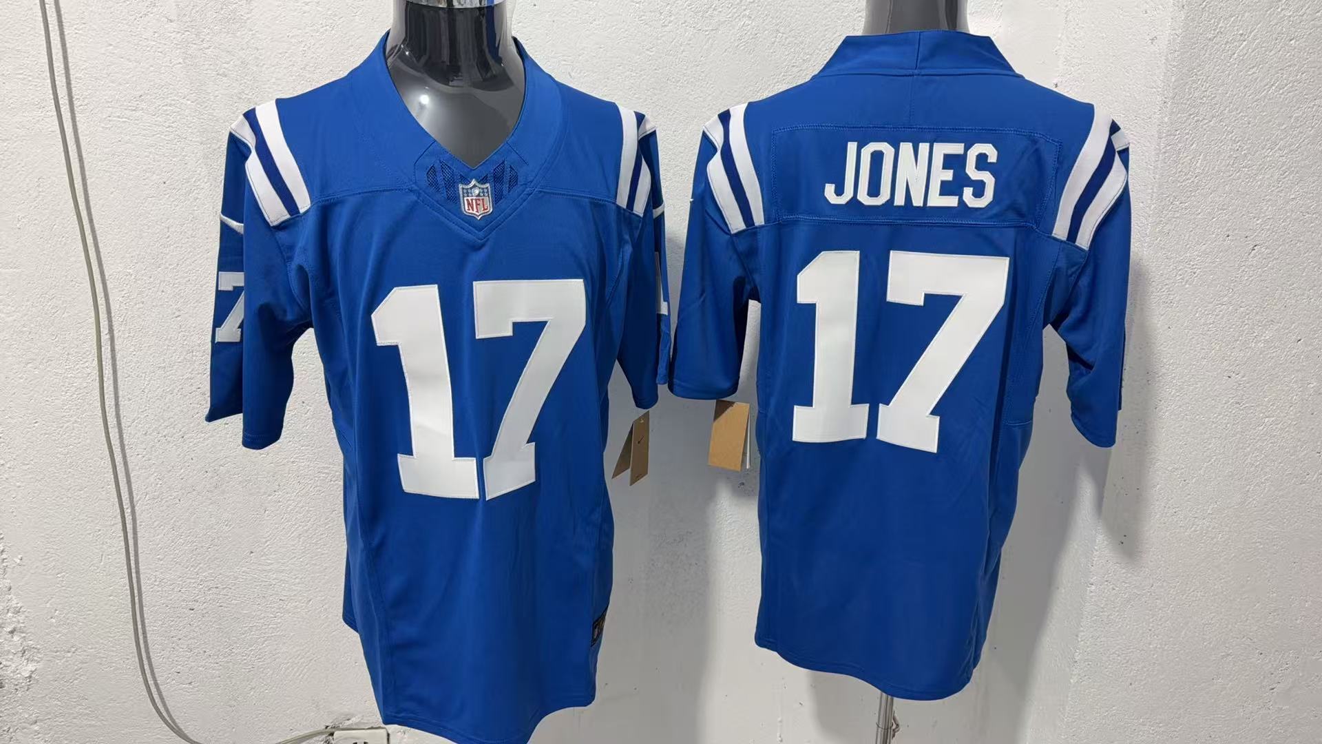 Daniel Jones #17 Indianapolis Colts Royal Home Jersey — supplier front and back