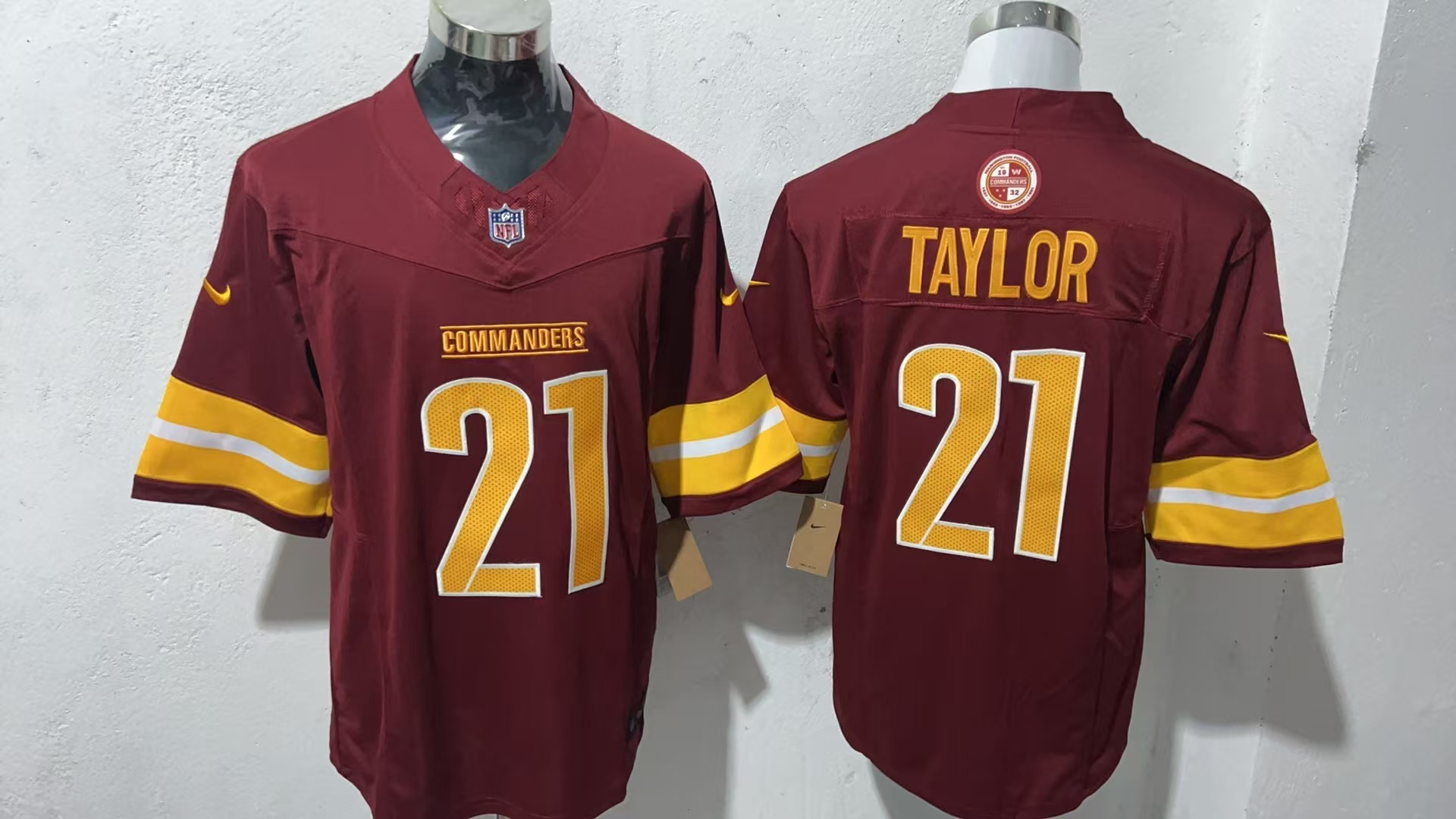 Sean Taylor #21 Washington Commanders Burgundy Home Jersey — supplier front and back