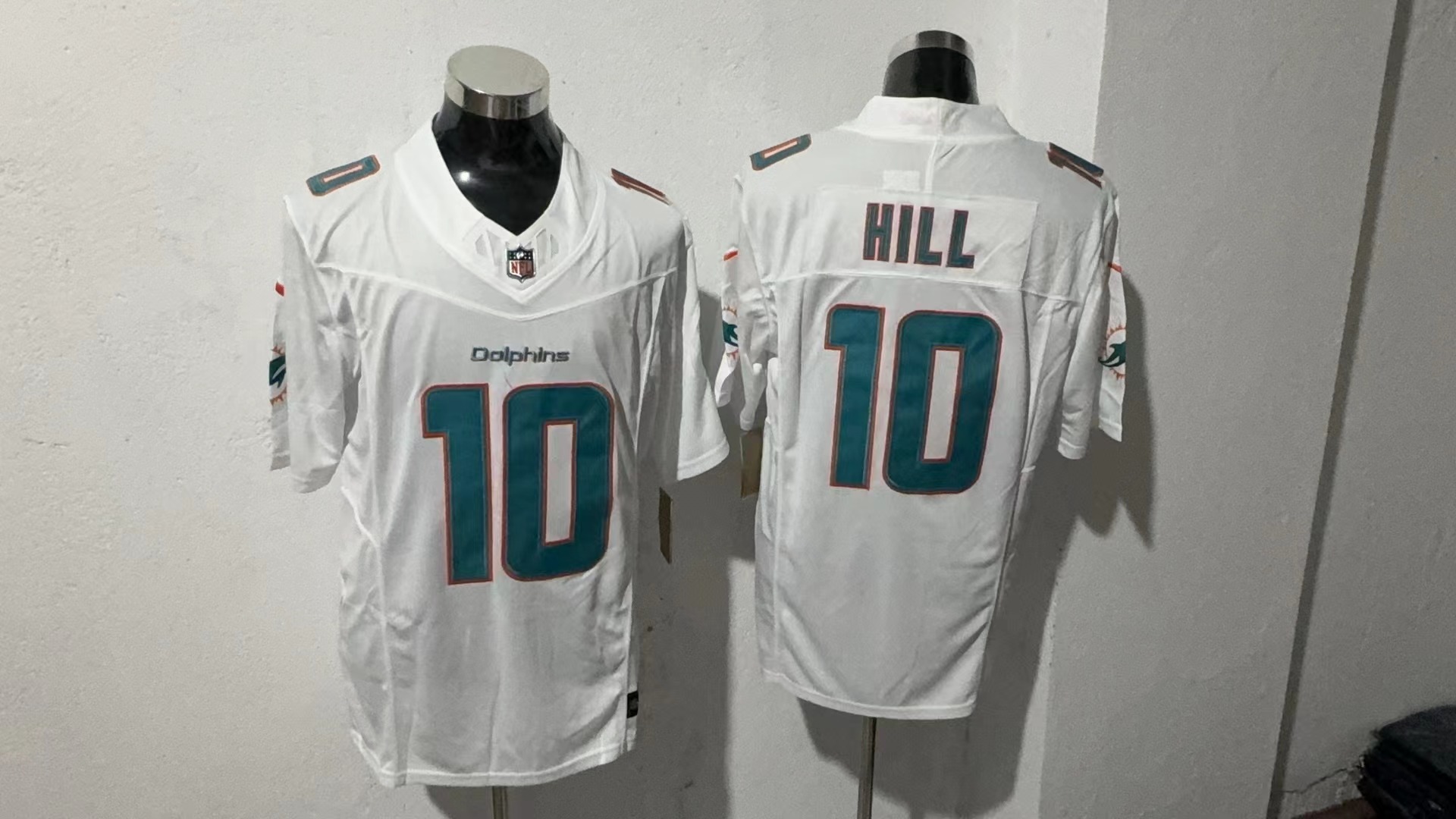 Tyreek Hill #10 Miami Dolphins White Away Jersey — supplier front and back