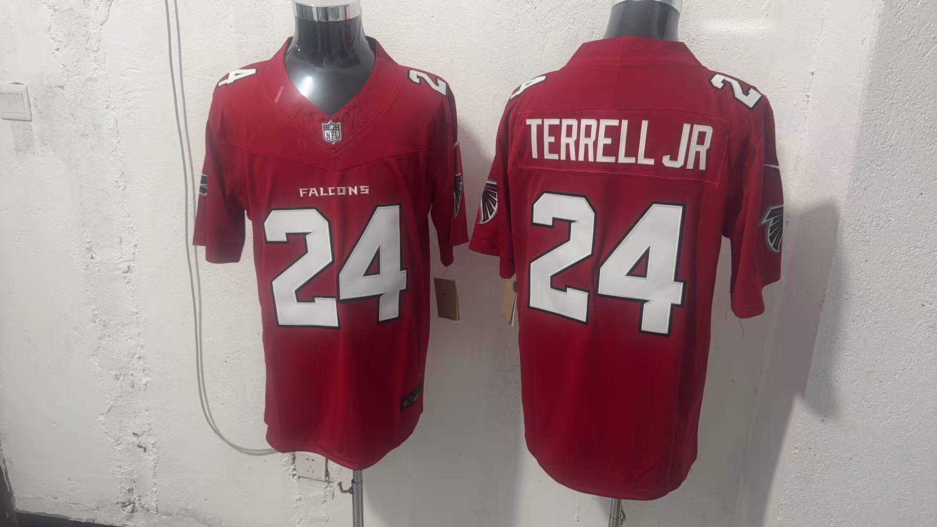 A.J. Terrell Jr. #24 Atlanta Falcons Red Home Jersey — supplier front and back
