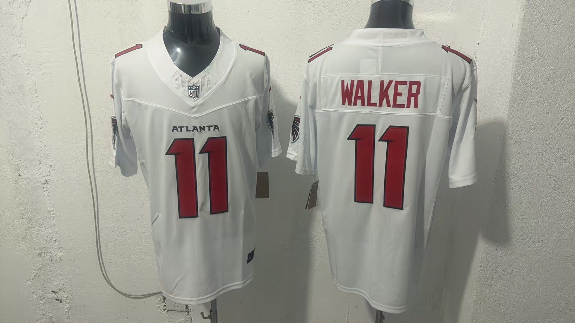 Jalon Walker #11 Atlanta Falcons White Away Jersey — supplier front and back