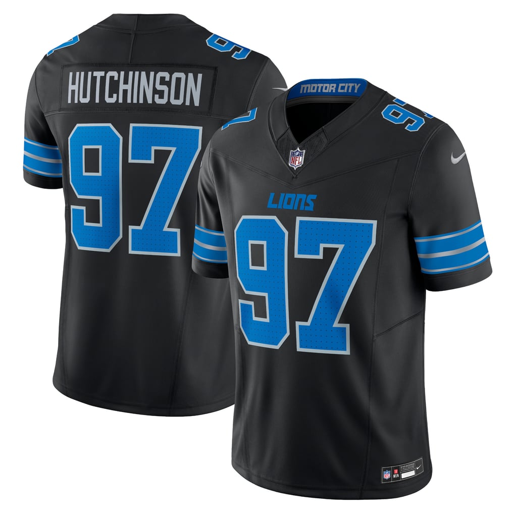 Aidan Hutchinson #97 Detroit Lions — Black — front and back