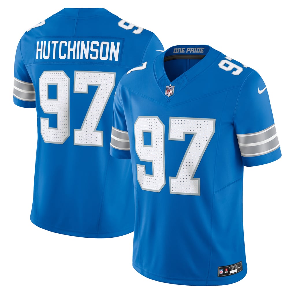 Aidan Hutchinson #97 Detroit Lions — Blue — front and back