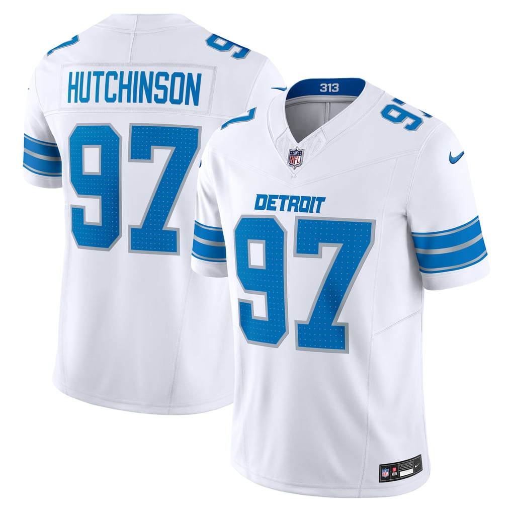 Aidan Hutchinson #97 Detroit Lions — White — front and back