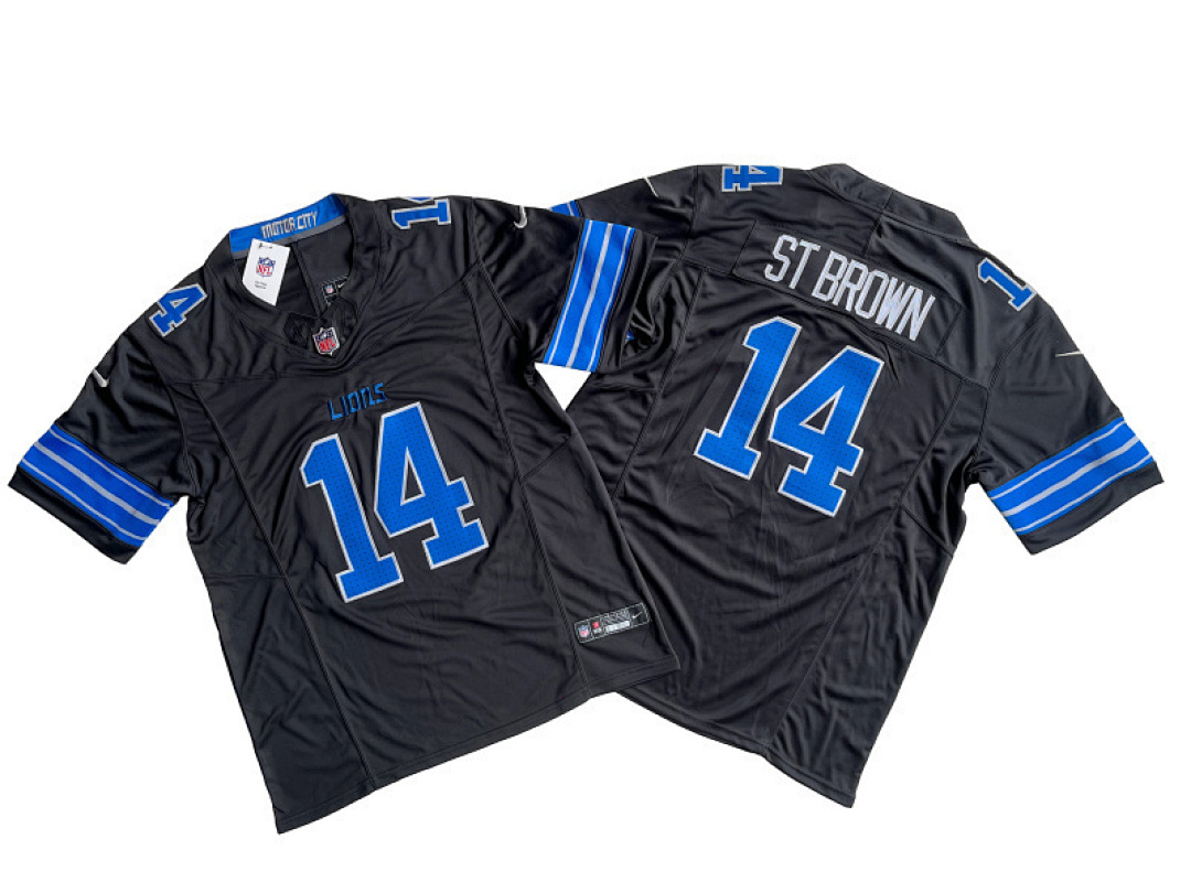 Amon-Ra St. Brown #14 Detroit Lions — Black — actual supplier photo