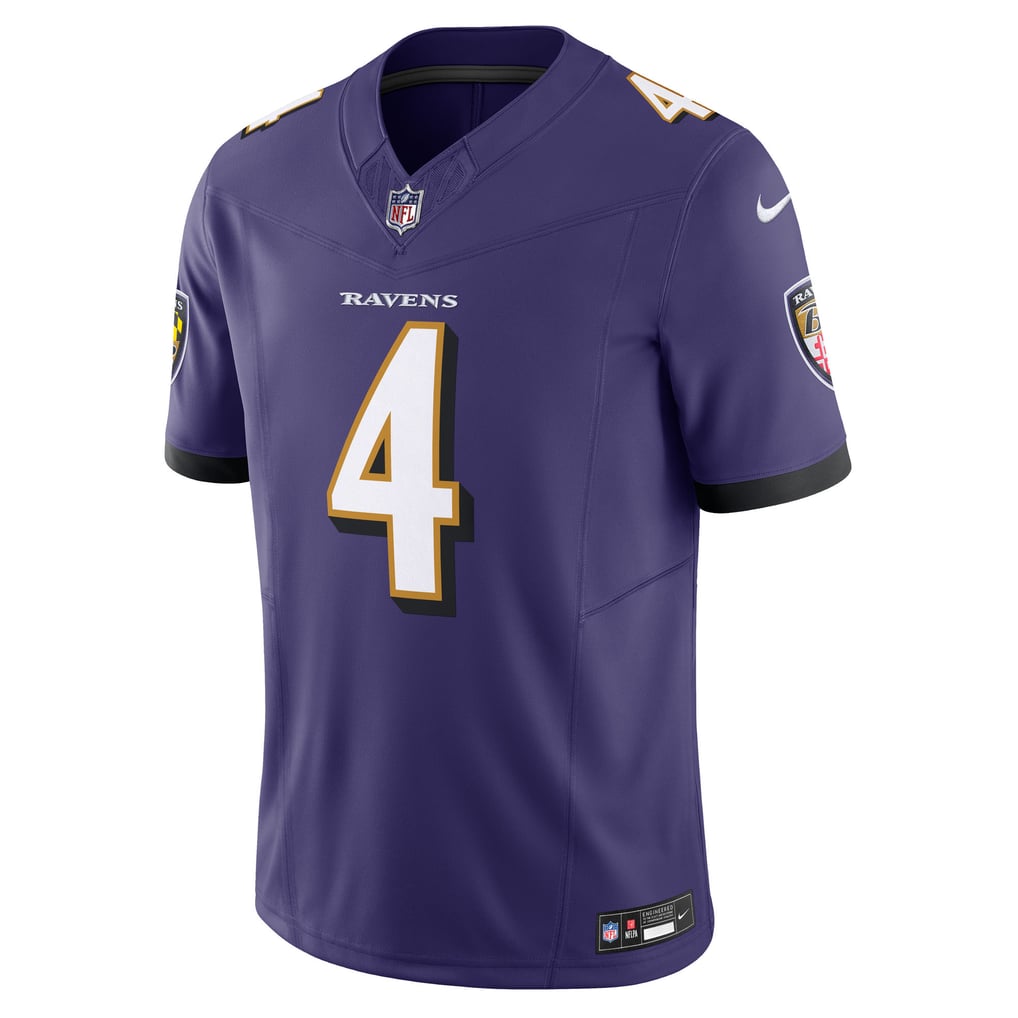 Zay Flowers #4 Baltimore Ravens Purple Home Jersey - front reference