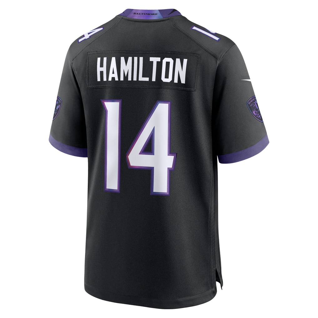Kyle Hamilton #14 Baltimore Ravens Black Alternate Jersey - back reference