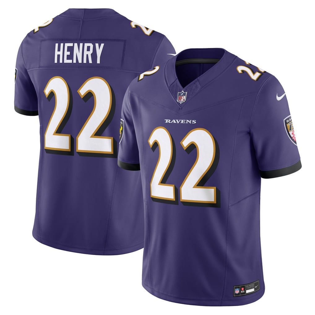 Derrick Henry #22 Baltimore Ravens Purple Home Jersey - front and back
