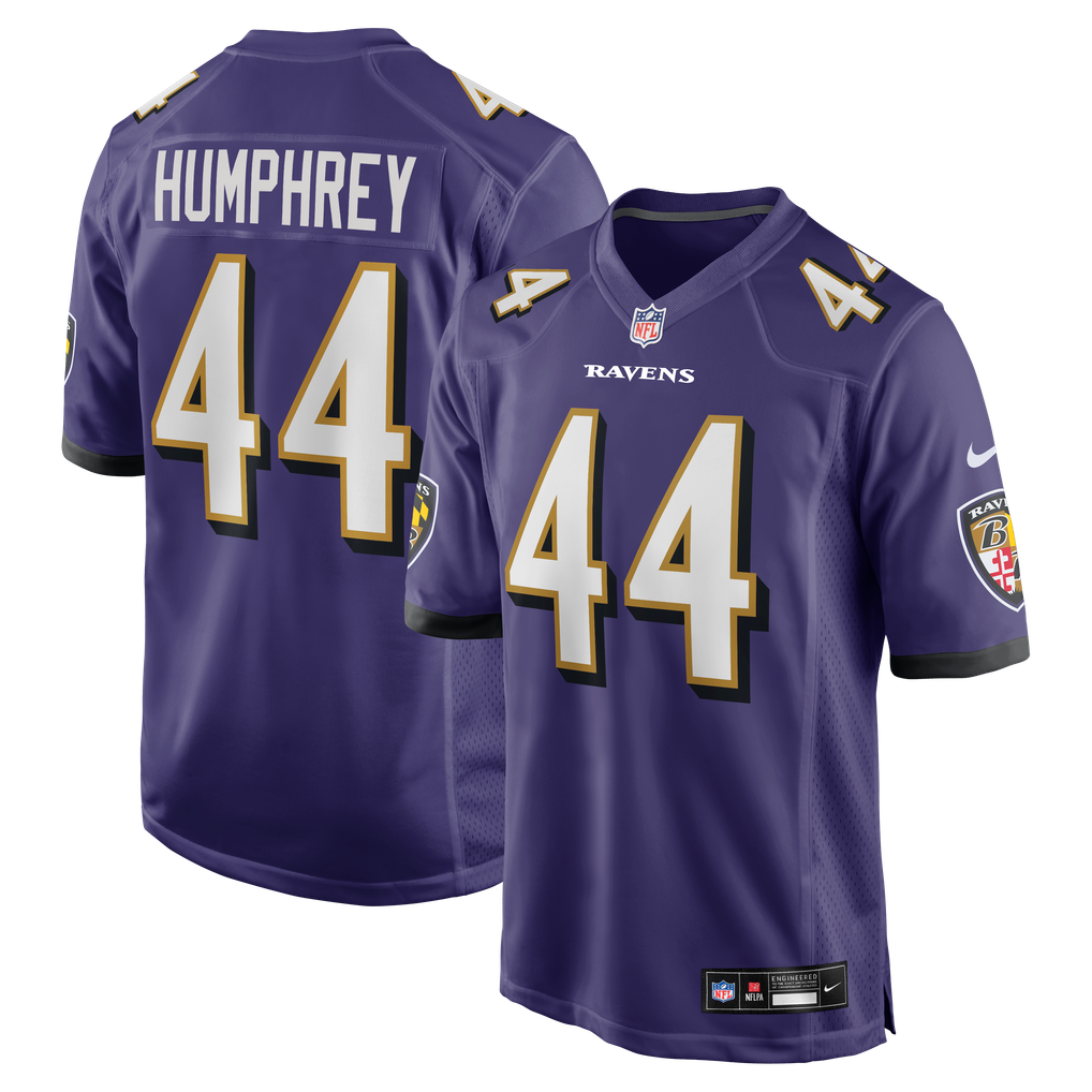 Marlon Humphrey #44 Baltimore Ravens Purple Home Jersey - front and back reference