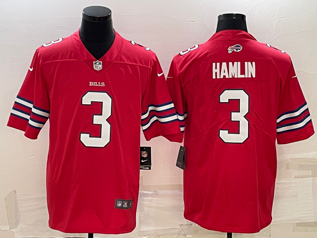 Damar Hamlin #3 Buffalo Bills Red Alternate Jersey - actual product photo 1