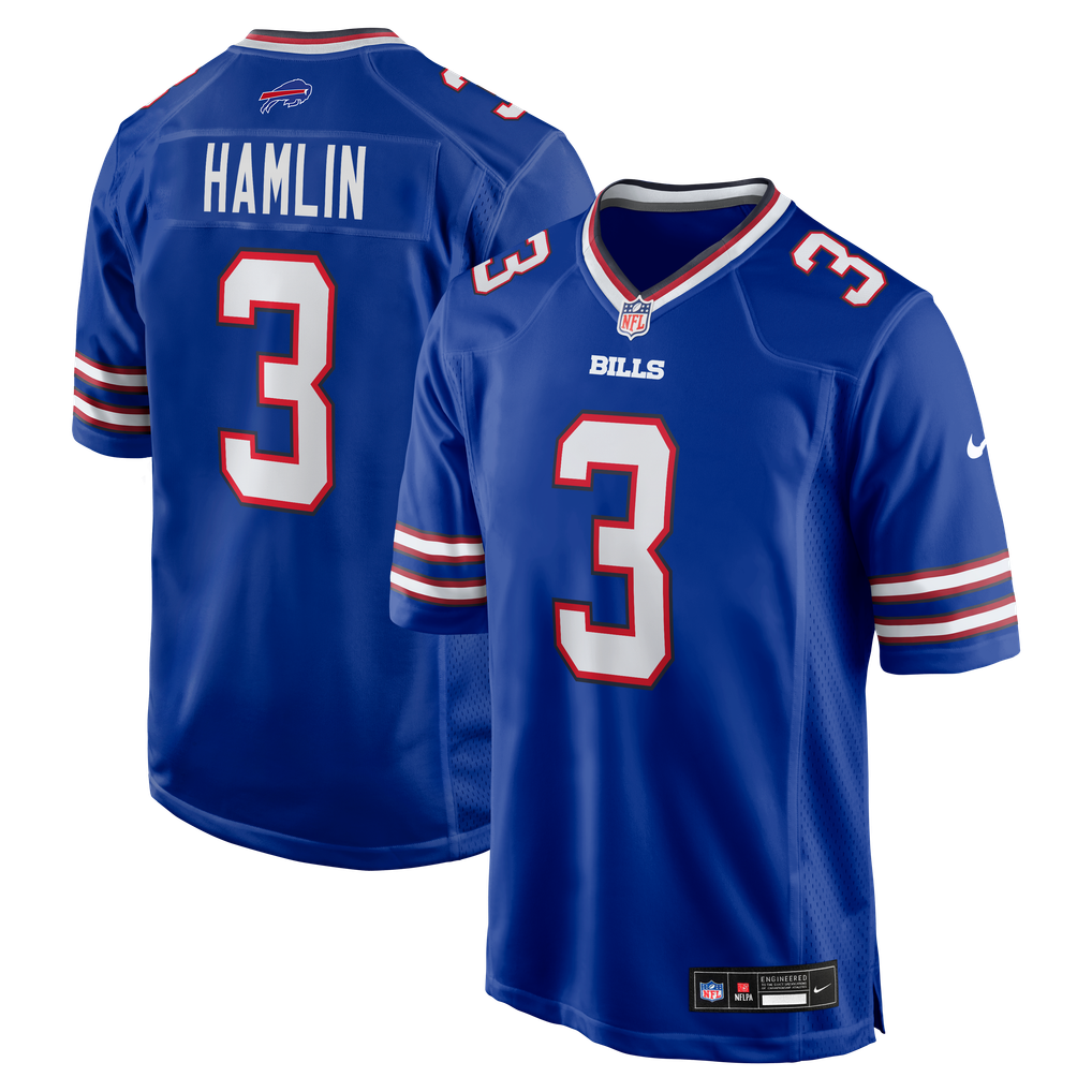 Damar Hamlin #3 Buffalo Bills Royal Home Jersey - front and back reference