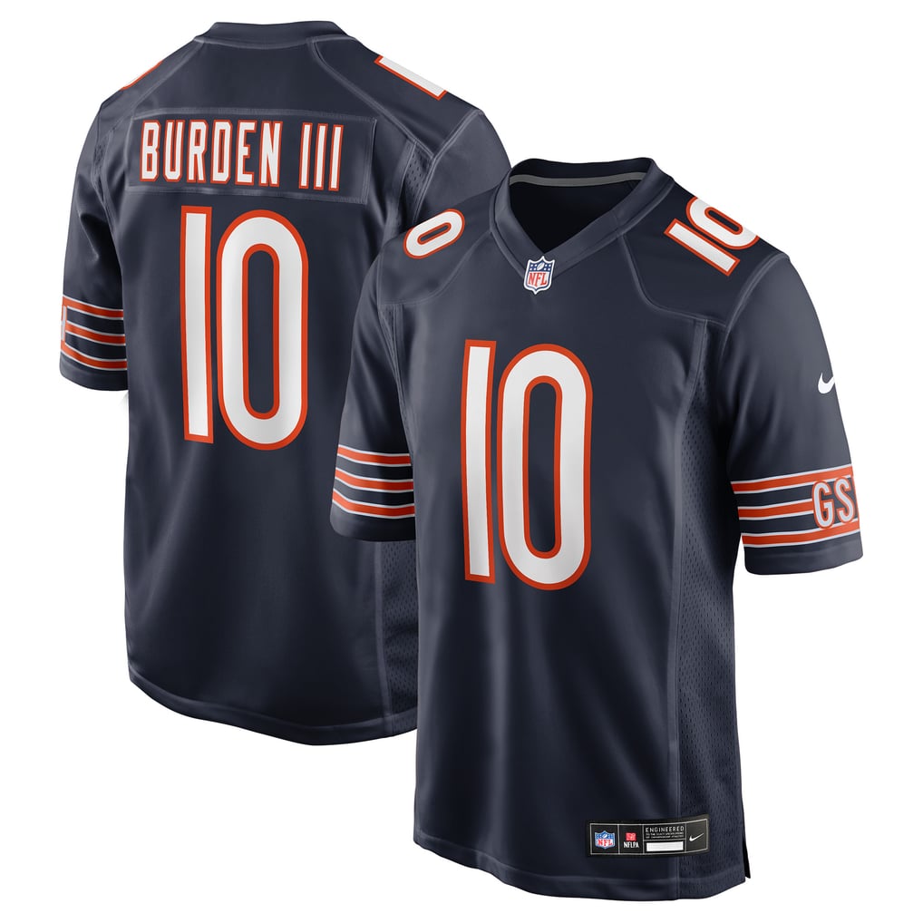 Luther Burden III #10 Chicago Bears Navy Home Jersey - front and back reference
