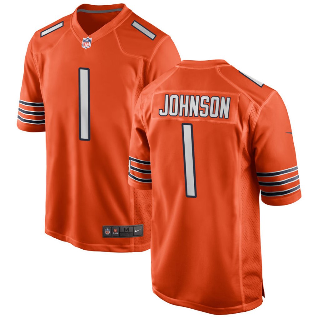 Jaylon Johnson #1 Chicago Bears Orange Alternate Jersey - front and back reference