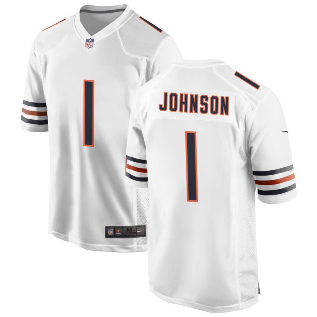 Jaylon Johnson #1 Chicago Bears White Away Jersey - front and back reference