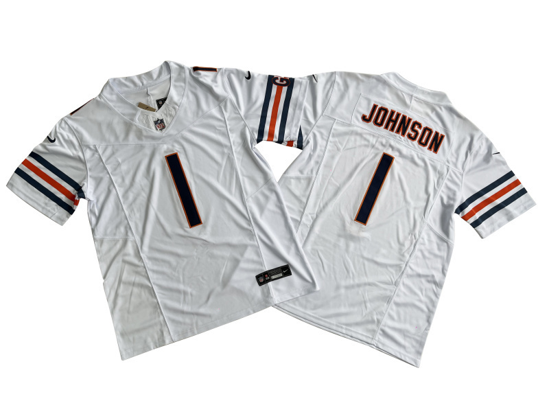 Jaylon Johnson #1 Chicago Bears White Away Jersey - actual product photo 1