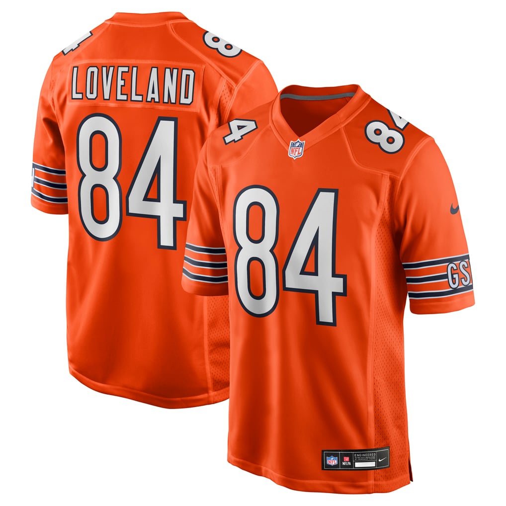 Colston Loveland #84 Chicago Bears Orange Alternate Jersey - front and back reference