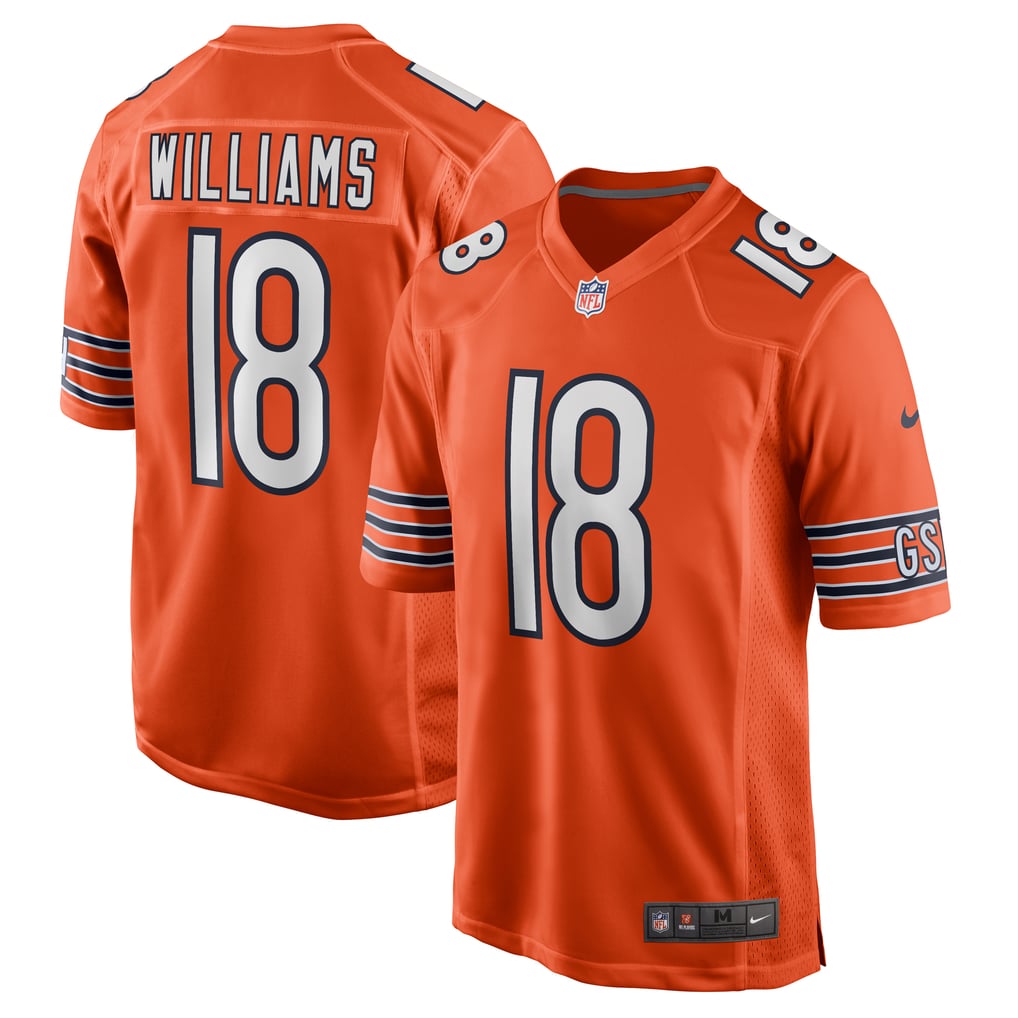Caleb Williams #18 Chicago Bears Orange Alternate Jersey - front and back reference