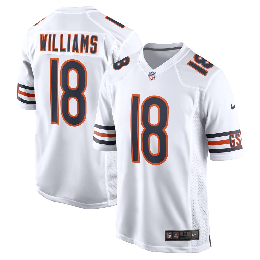 Caleb Williams #18 Chicago Bears White Away Jersey - front and back reference