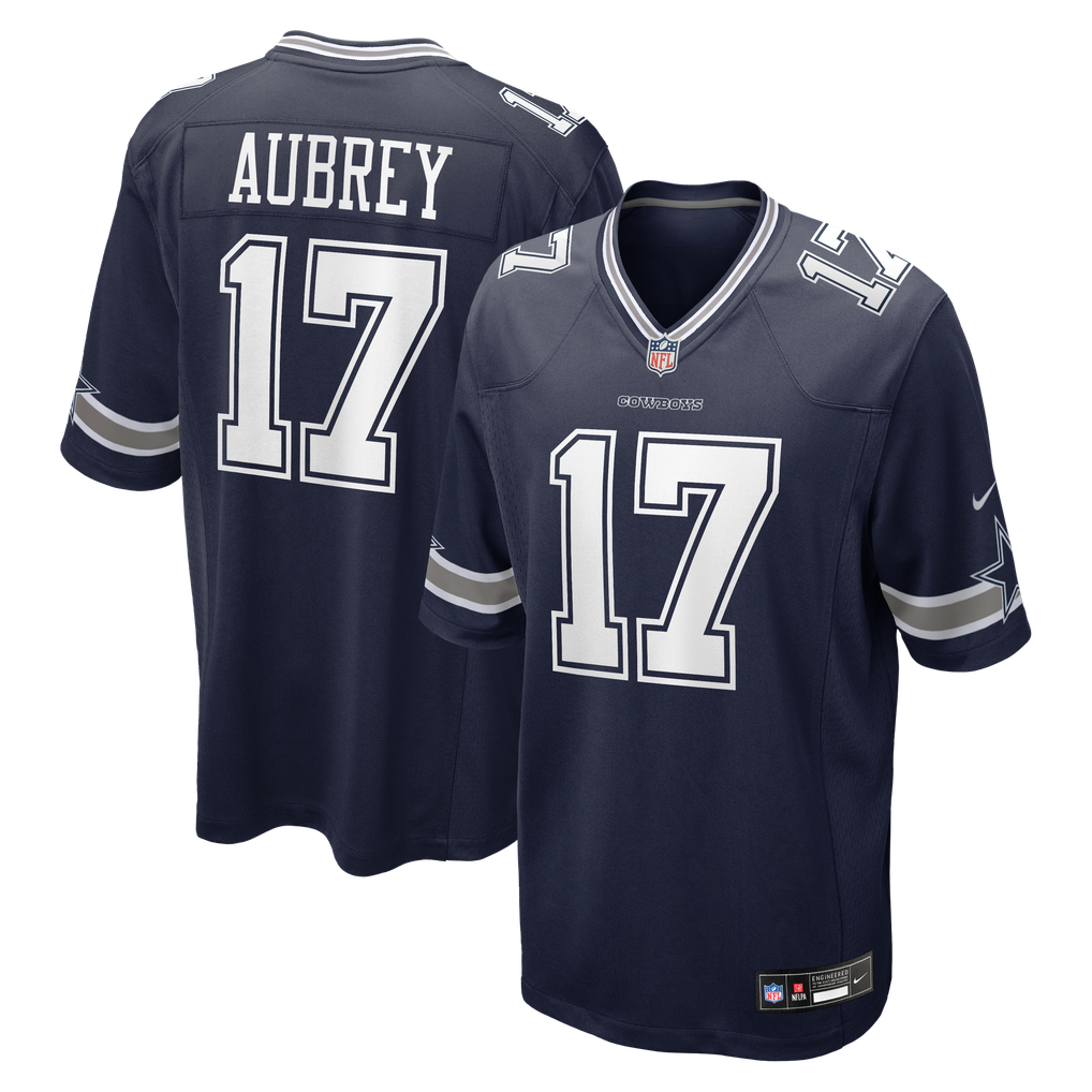Brandon Aubrey #17 Dallas Cowboys Navy Alternate Jersey - front and back reference