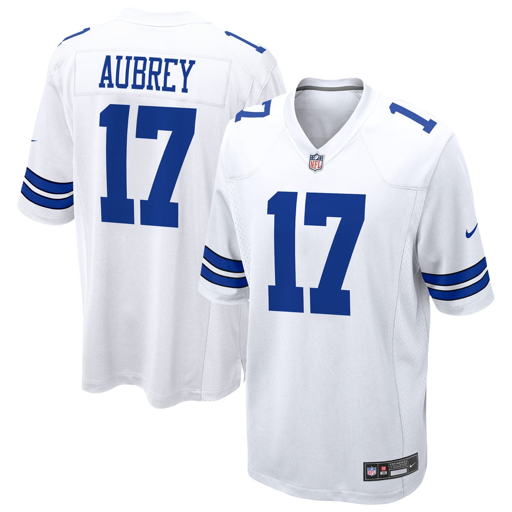 Brandon Aubrey #17 Dallas Cowboys White Home Jersey - front and back reference