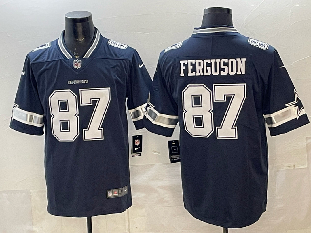 Jake Ferguson #87 Dallas Cowboys Navy Home Jersey - actual product photo 1