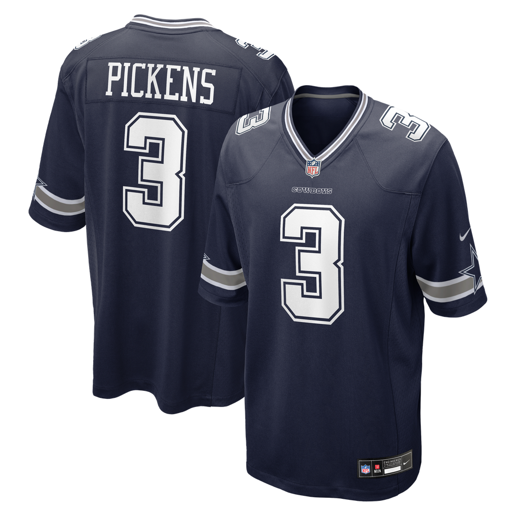 George Pickens #3 Dallas Cowboys Navy Jersey - front and back reference