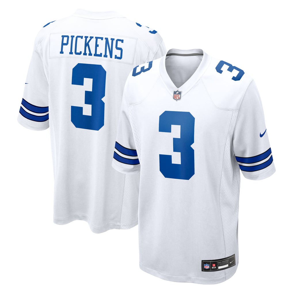 George Pickens #3 Dallas Cowboys White Home Jersey - front and back reference