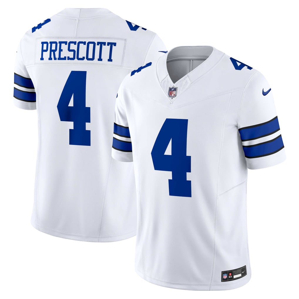 Dak Prescott #4 Dallas Cowboys White Jersey - front and back