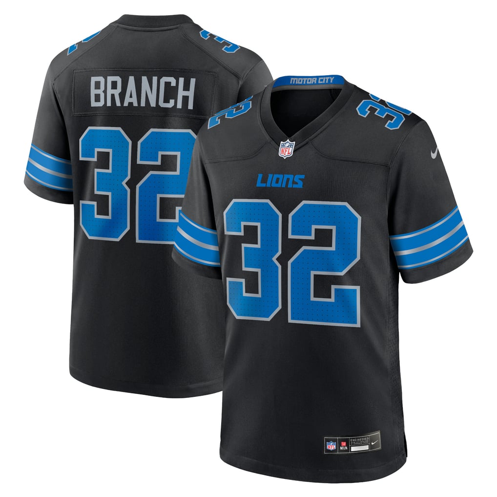 Brian Branch #32 Detroit Lions Black Alternate Jersey - front and back reference