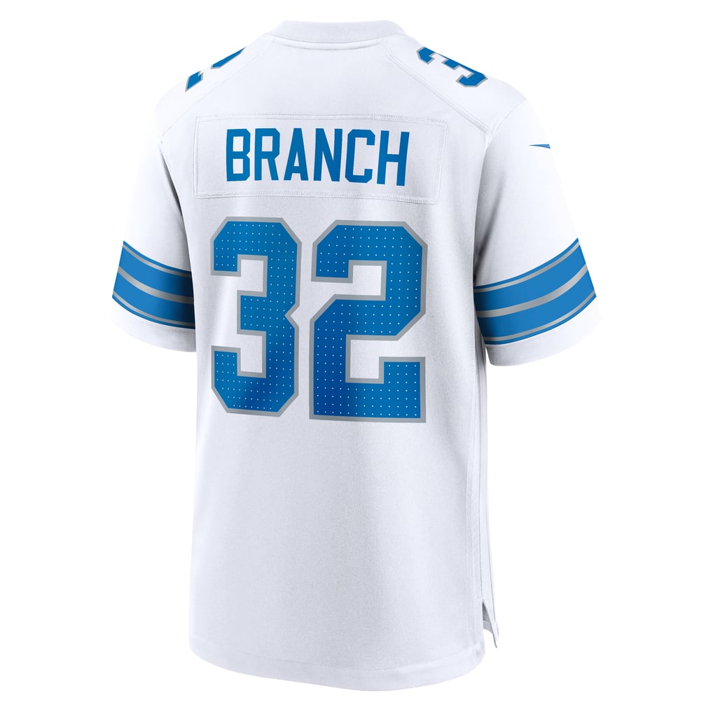 Brian Branch #32 Detroit Lions White Away Jersey - back reference