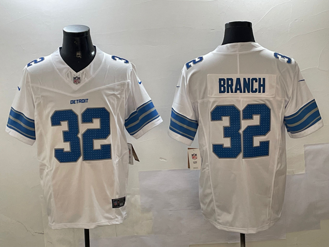 Brian Branch #32 Detroit Lions White Away Jersey - actual product photo 1