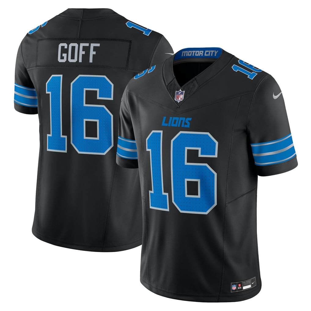 Jared Goff #16 Detroit Lions Black jersey — product view 1