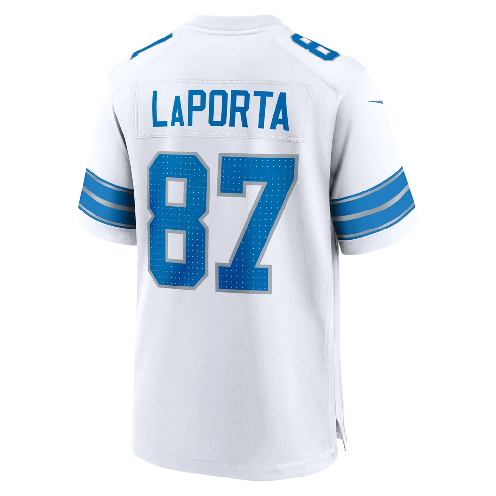 Sam LaPorta #87 Detroit Lions White Away Jersey - back reference