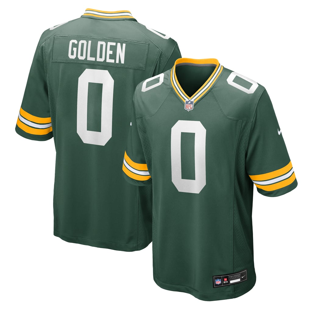 Matthew Golden #0 Green Bay Packers Green Home Jersey - front and back reference