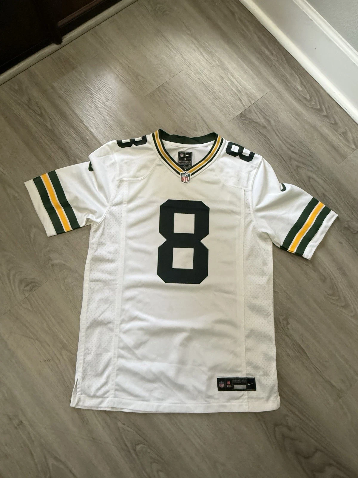 Josh Jacobs #8 Green Bay Packers White Away Jersey - actual product photo 1