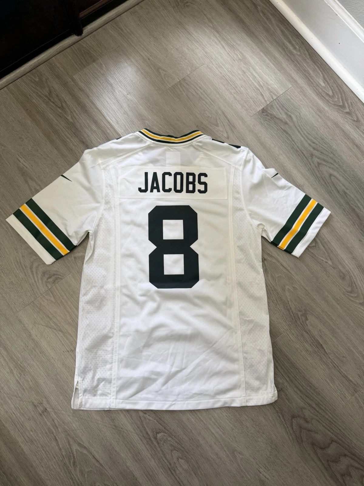 Josh Jacobs #8 Green Bay Packers White Away Jersey - actual product photo 2