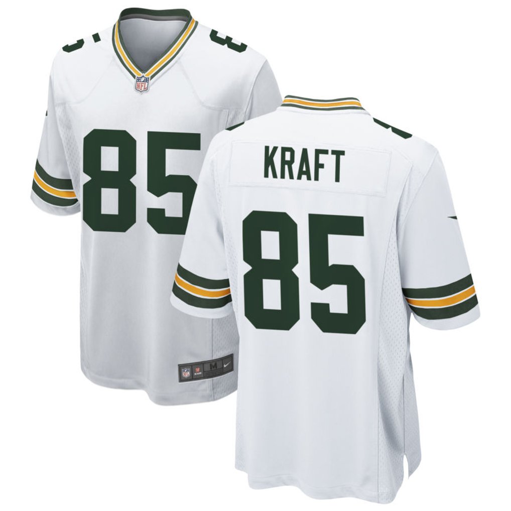 Tucker Kraft #85 Green Bay Packers White Away Jersey - front and back reference