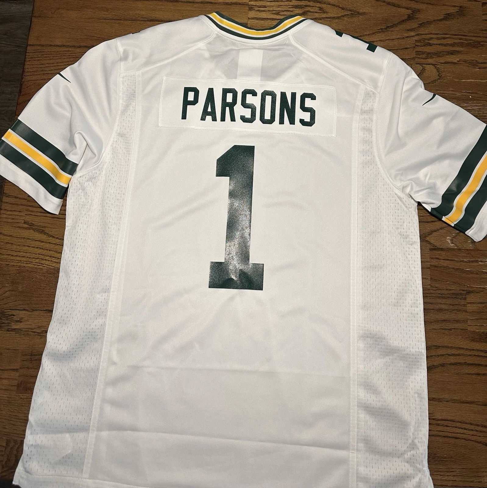 Micah Parsons #1 Green Bay Packers White Away Jersey - actual product photo 2