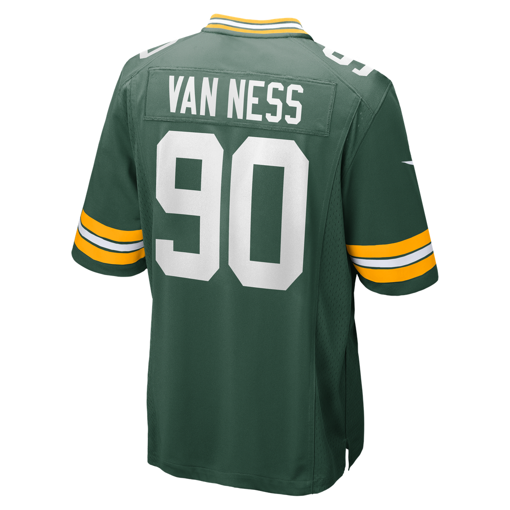 Lukas Van Ness #90 Green Bay Packers Green Home Jersey - back reference
