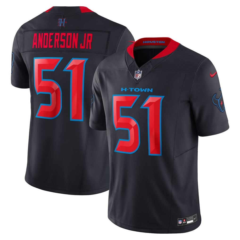 Will Anderson Jr. #51 Houston Texans Navy H-Town Jersey - front and back