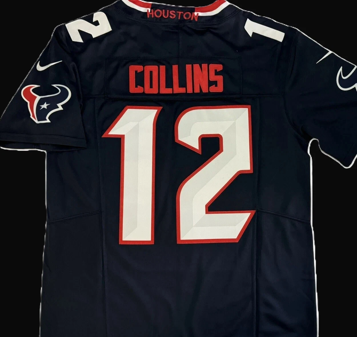 Nico Collins #12 Houston Texans Navy Home Jersey - actual back photo