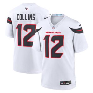 Nico Collins #12 Houston Texans White Away Jersey - front and back reference