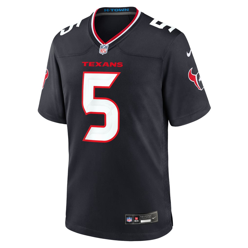 Jalen Pitre #5 Houston Texans Navy Home Jersey - front reference